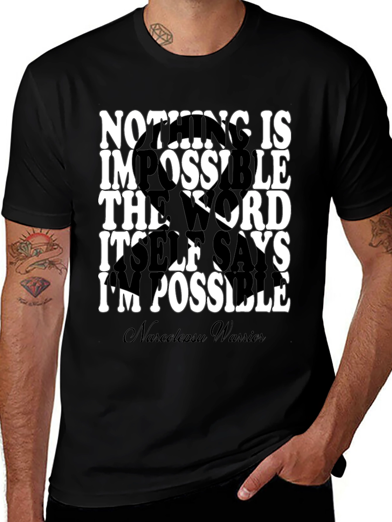 Camiseta Negra con Mensaje Inspirador Im Possible