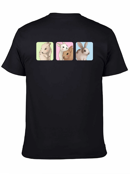 Camiseta Negra con Diseño de Conejos Divertidos