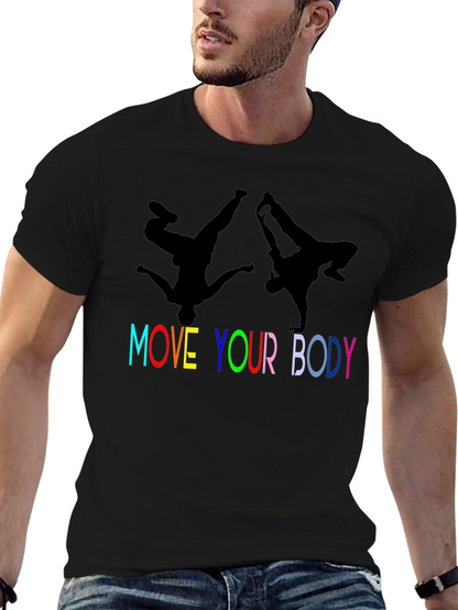 Camiseta Negra Move Your Body con Siluetas de Bailarines