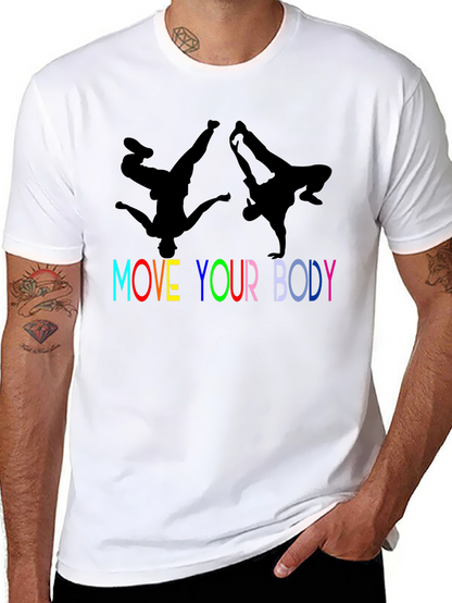 Camiseta Negra Move Your Body con Siluetas de Bailarines