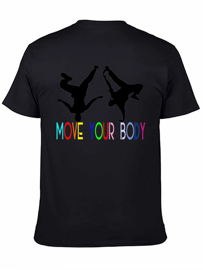 Camiseta Negra Move Your Body con Siluetas de Bailarines