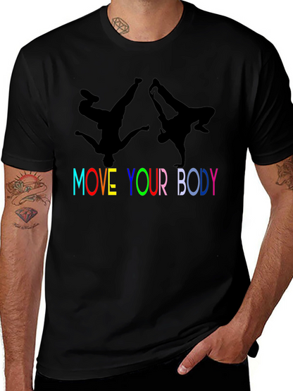 Camiseta Negra Move Your Body con Siluetas de Bailarines