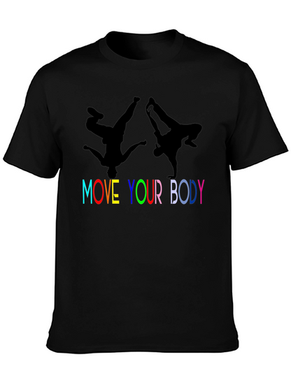 Camiseta Negra Move Your Body con Siluetas de Bailarines