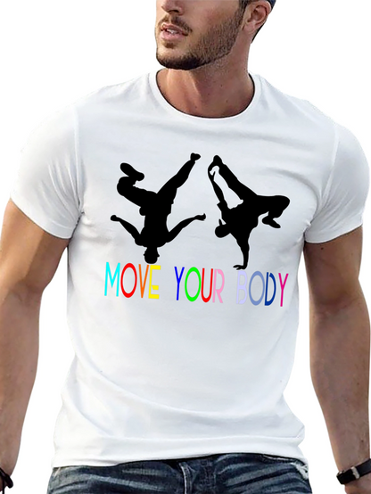 Camiseta Negra Move Your Body con Siluetas de Bailarines