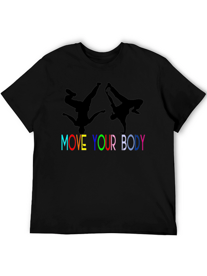 Camiseta Negra Move Your Body con Siluetas de Bailarines
