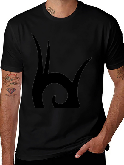 Camiseta Negra Estampado Abstracto Hombre Casual