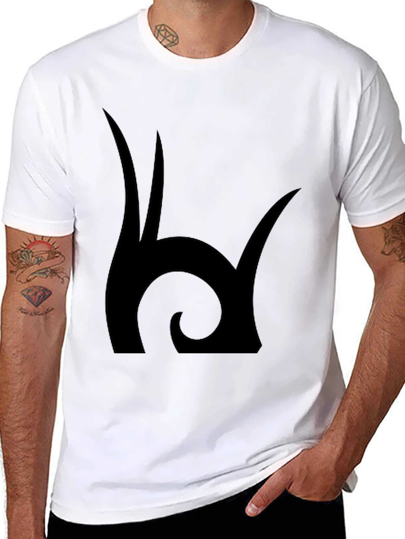 Camiseta Negra Estampado Abstracto Hombre Casual