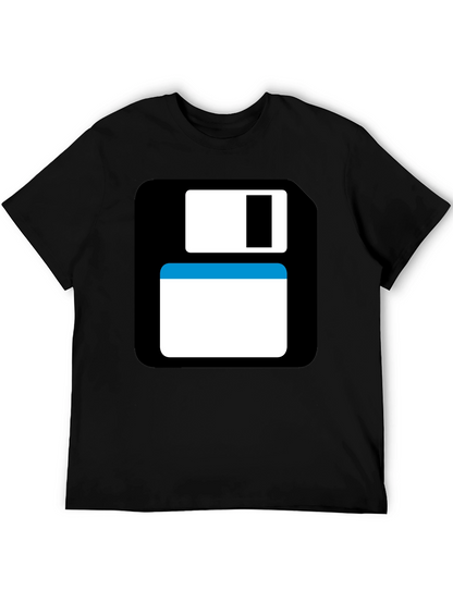 Camiseta Negra con Diseño Disquete Retro