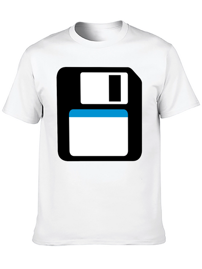 Camiseta Negra con Diseño Disquete Retro