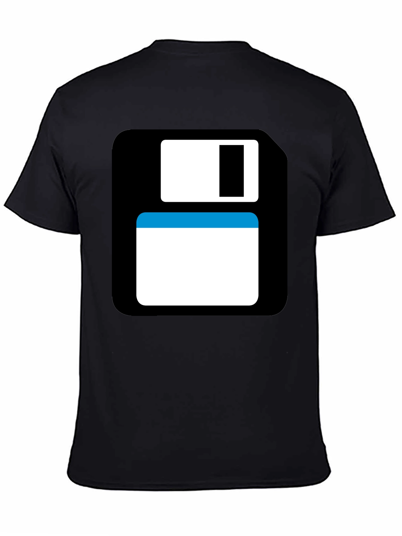 Camiseta Negra con Diseño Disquete Retro