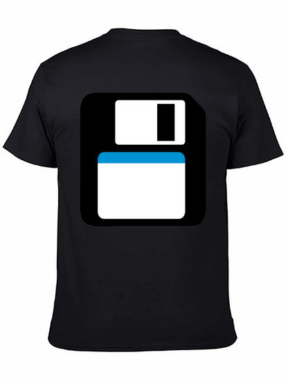 Camiseta Negra con Diseño Disquete Retro