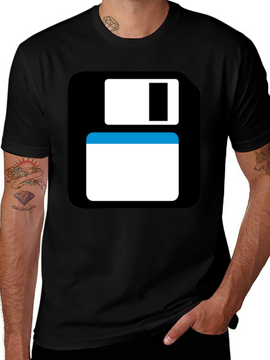 Camiseta Negra con Diseño Disquete Retro