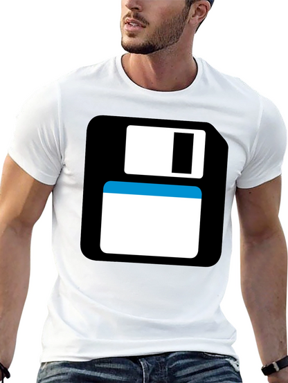 Camiseta Negra con Diseño Disquete Retro