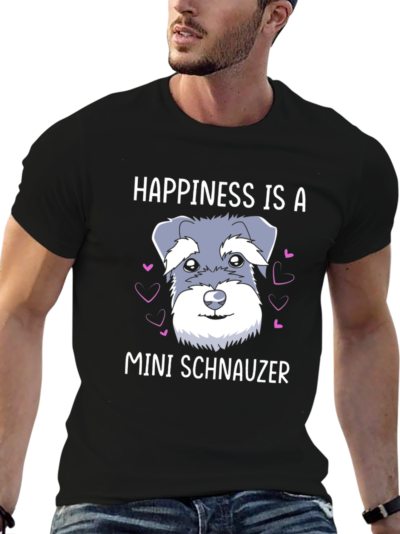 Camiseta Negra Felicidad Mini Schnauzer