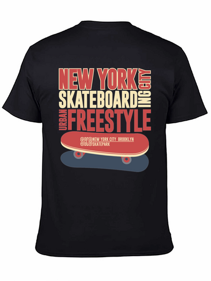 Camiseta Hombre Negra Diseño Skateboard New York