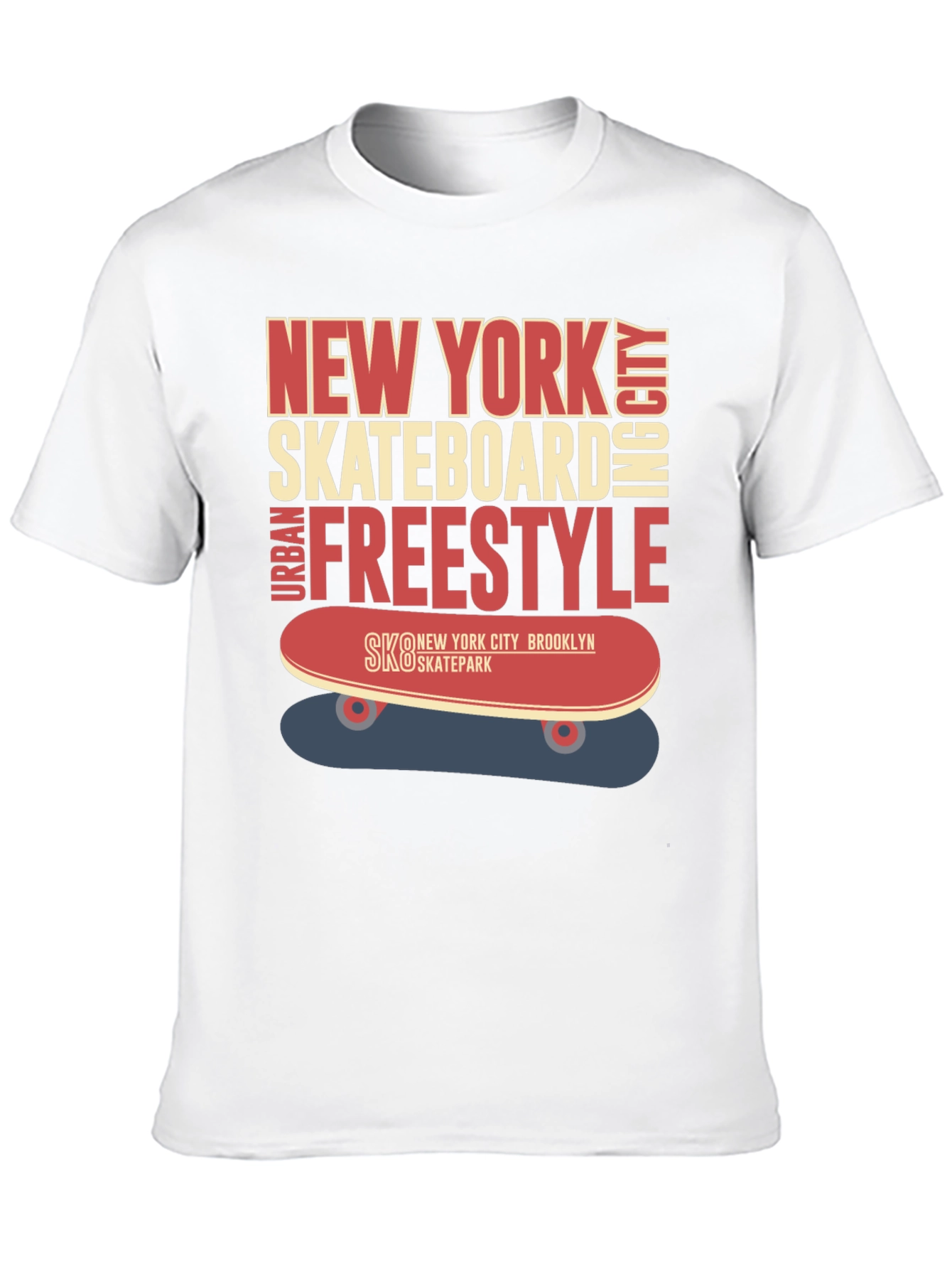 Camiseta Hombre Negra Diseño Skateboard New York