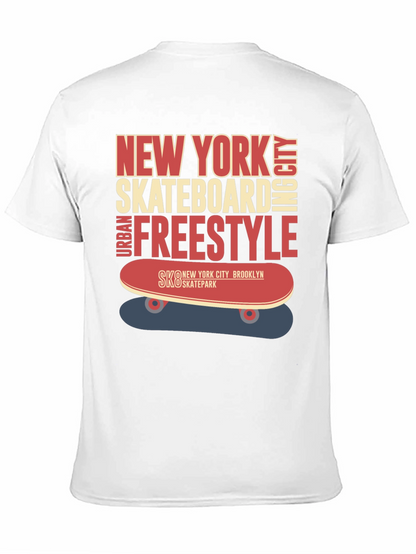 Camiseta Hombre Negra Diseño Skateboard New York