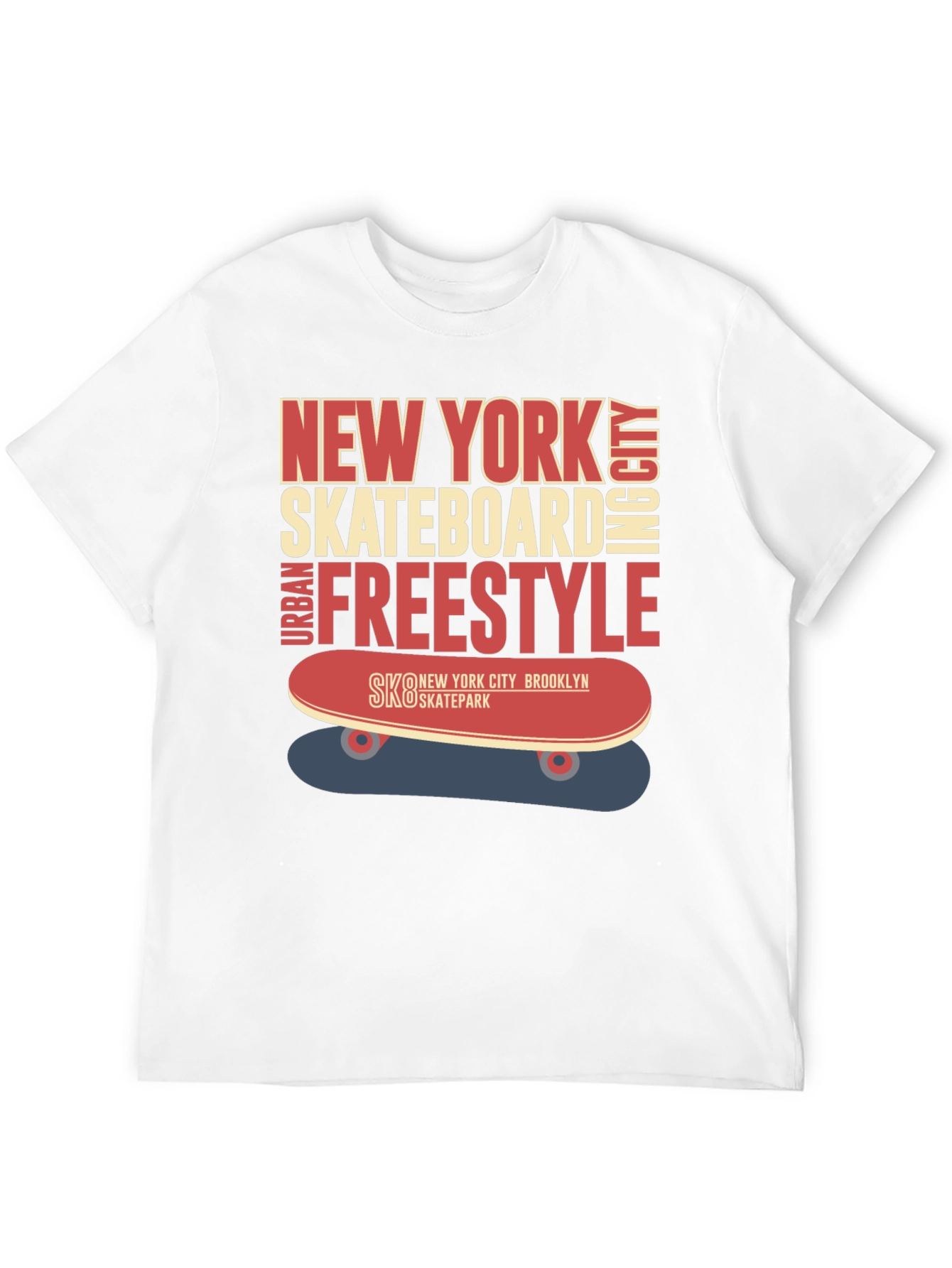 Camiseta Hombre Negra Diseño Skateboard New York
