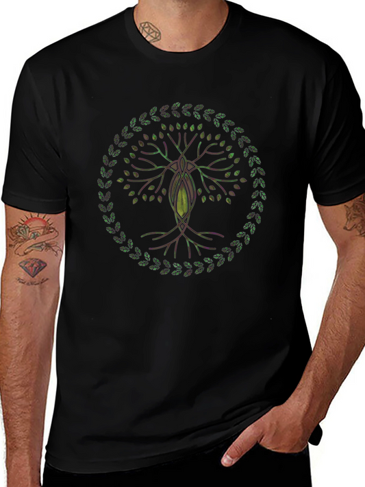 Camiseta Negra con Diseño de Árbol de la Vida