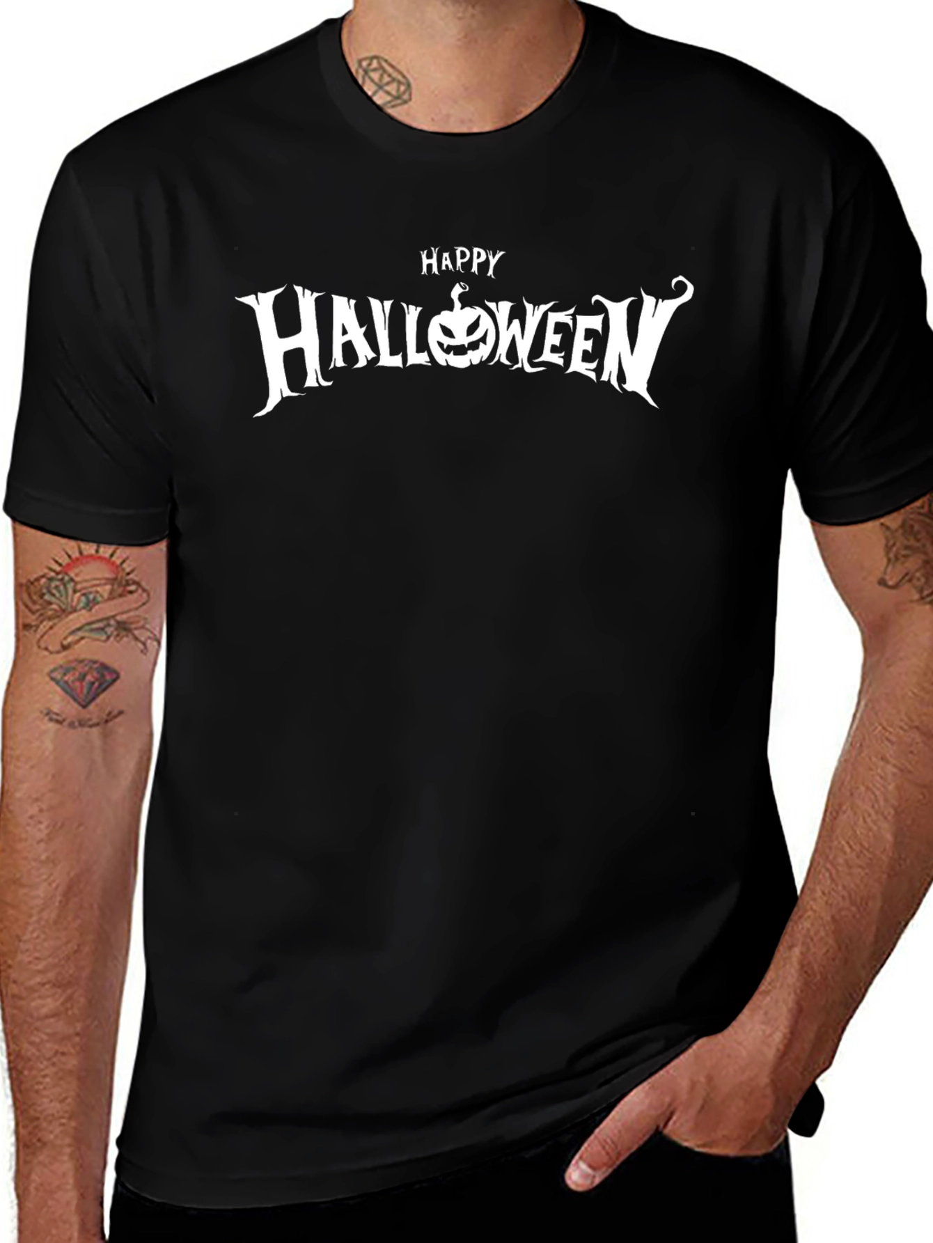 Camiseta Negra Happy Halloween para Hombre