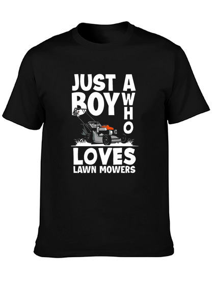 Camiseta Negra Just a Boy Who Loves Lawn Mowers