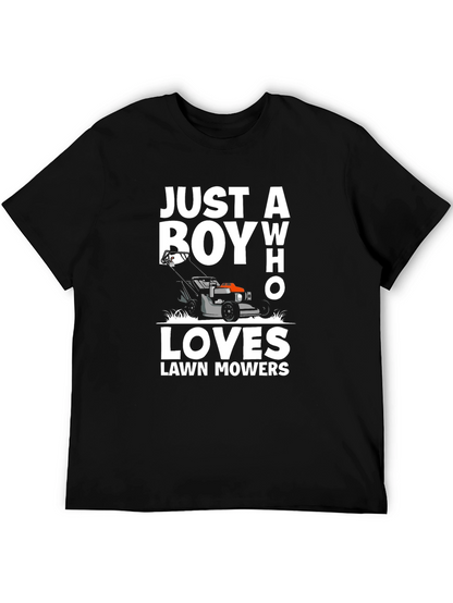 Camiseta Negra Just a Boy Who Loves Lawn Mowers