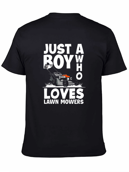 Camiseta Negra Just a Boy Who Loves Lawn Mowers