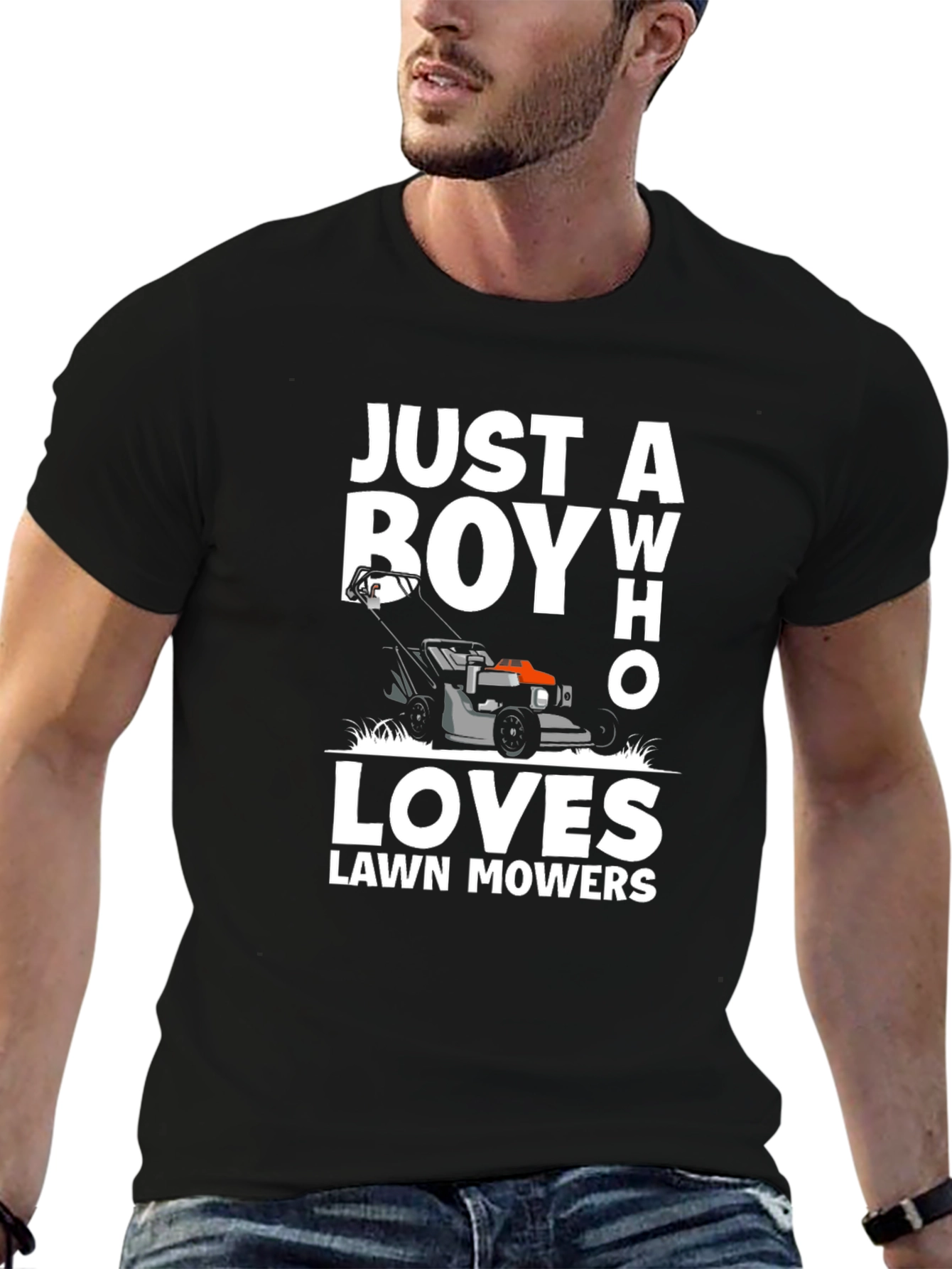 Camiseta Negra Just a Boy Who Loves Lawn Mowers