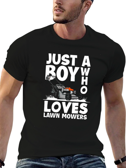Camiseta Negra Just a Boy Who Loves Lawn Mowers