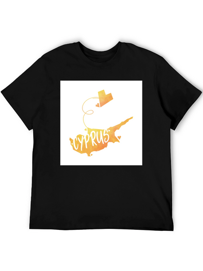 Camiseta Negra con Diseño Chipre Corazón