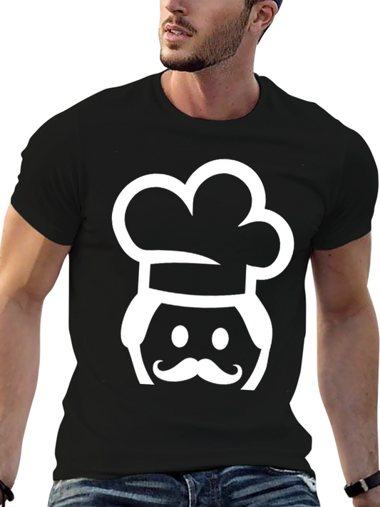 Camiseta Negra Chef Bigote - Diseño Divertido