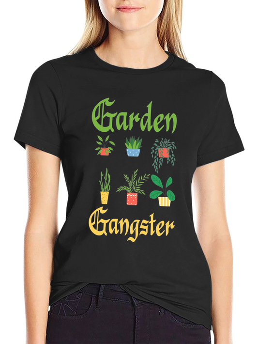 Camiseta Negra Garden Gangster para Amantes de la Jardinería