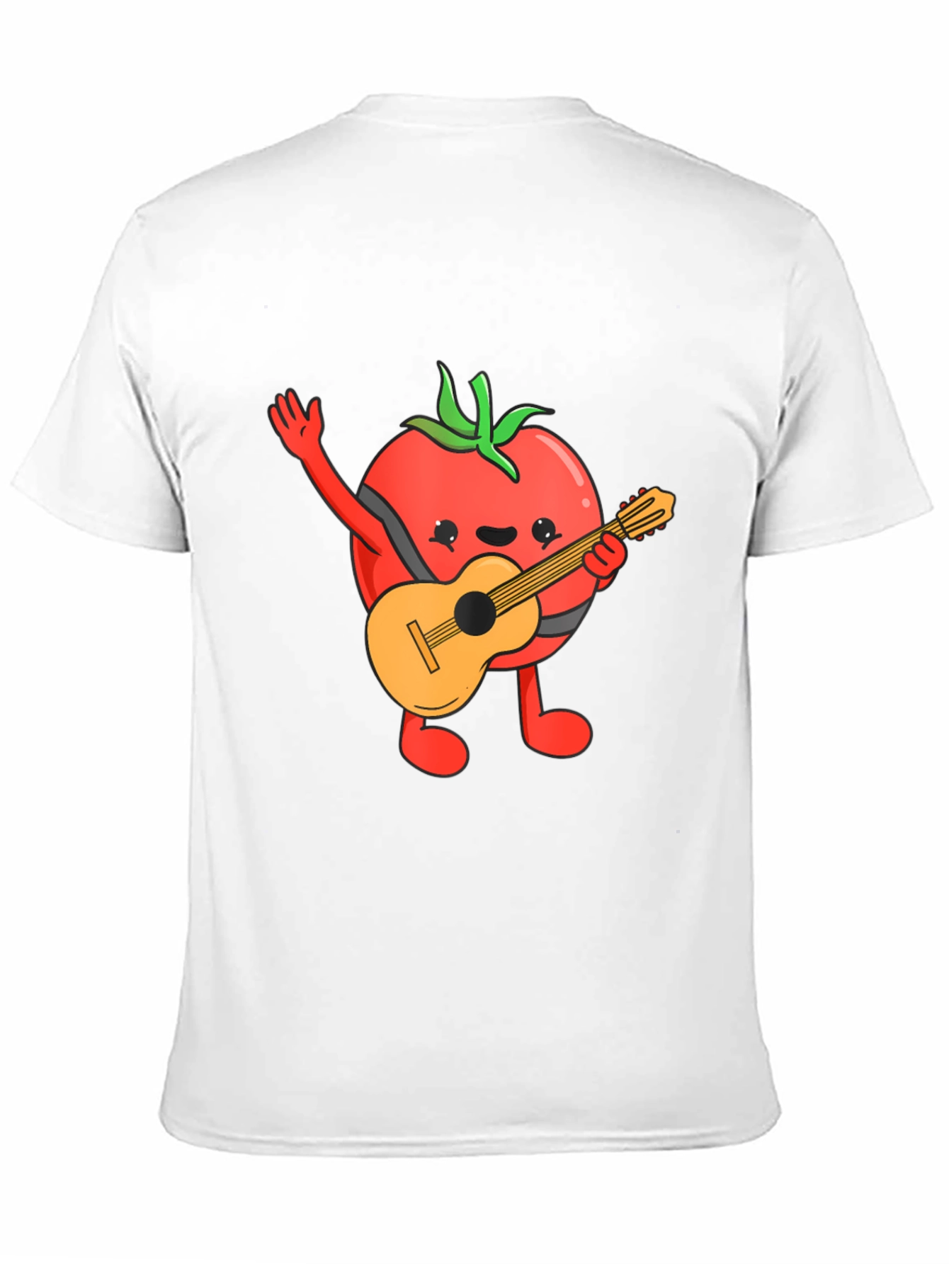 Camiseta Negra con Diseño de Tomate Guitarrista