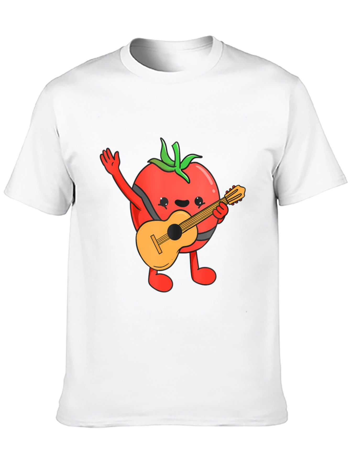 Camiseta Negra con Diseño de Tomate Guitarrista