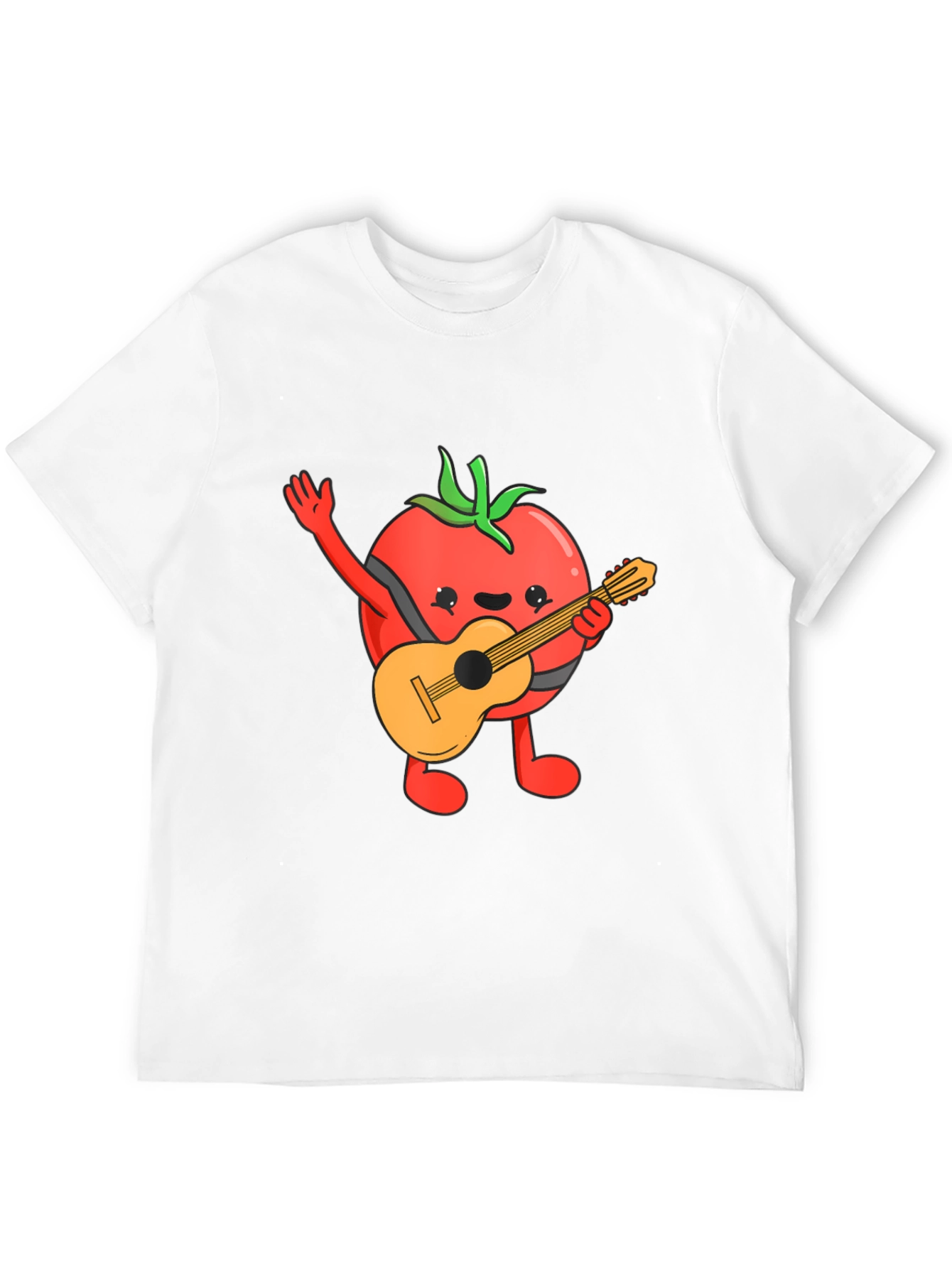 Camiseta Negra con Diseño de Tomate Guitarrista