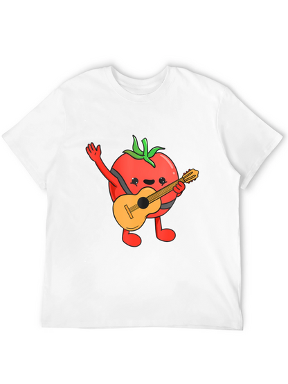 Camiseta Negra con Diseño de Tomate Guitarrista