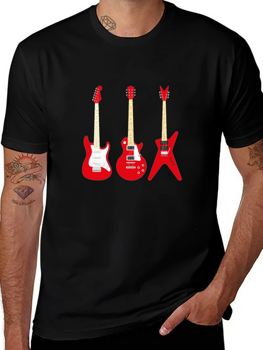 Camiseta Negra con Guitarras Rojas
