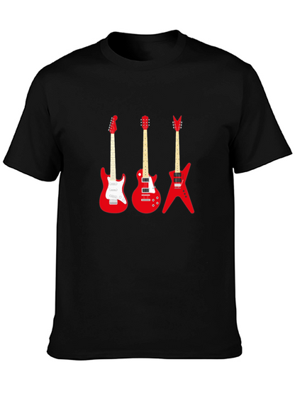 Camiseta Negra con Guitarras Rojas