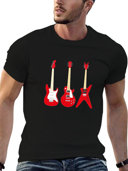 Camiseta Negra con Guitarras Rojas