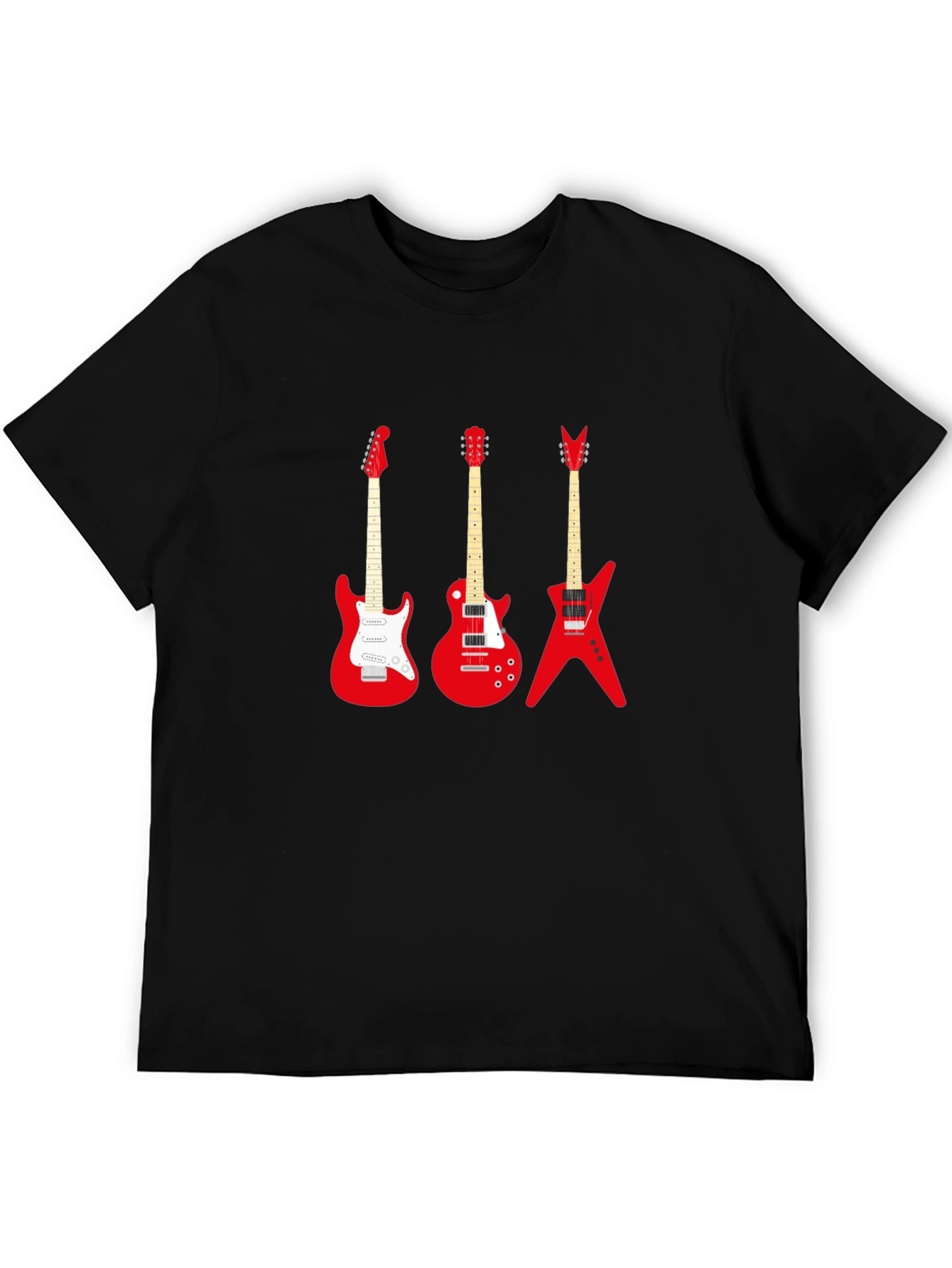 Camiseta Negra con Guitarras Rojas