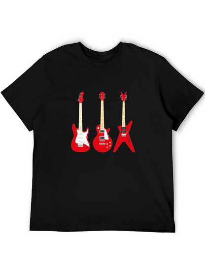 Camiseta Negra con Guitarras Rojas