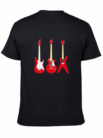 Camiseta Negra con Guitarras Rojas