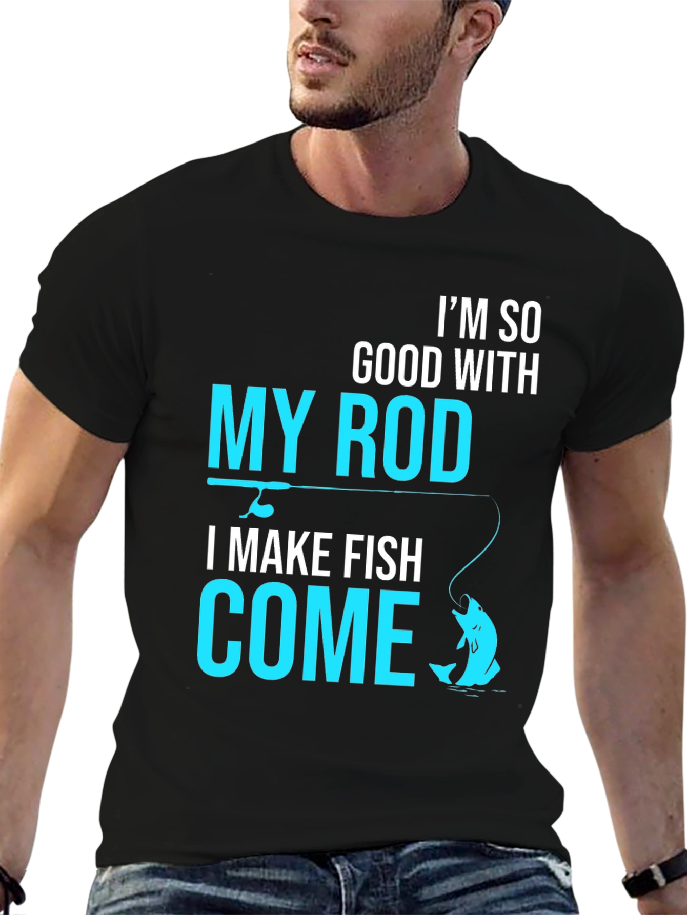 Camiseta Negra con Diseño de Pesca Atrevido