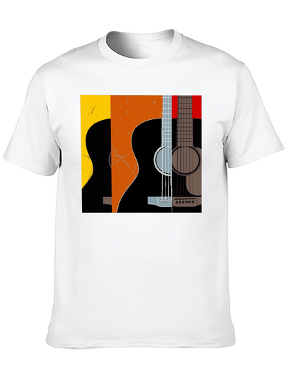 Camiseta Negra con Diseño de Guitarras Abstractas