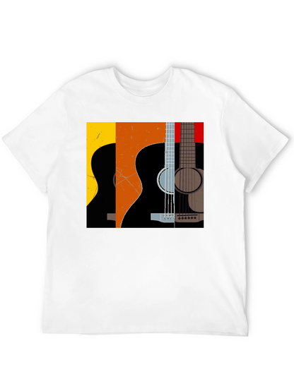 Camiseta Negra con Diseño de Guitarras Abstractas
