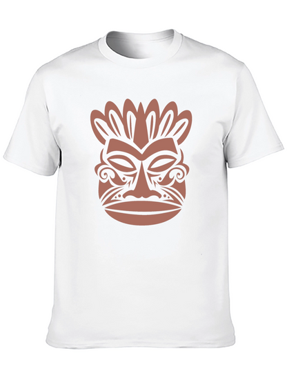Camiseta Negra con Diseño Tribal de Máscara