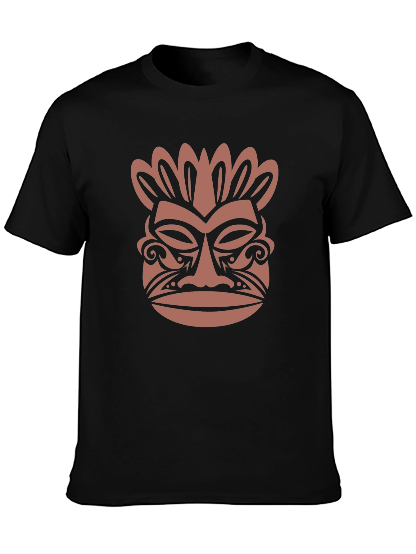Camiseta Negra con Diseño Tribal de Máscara