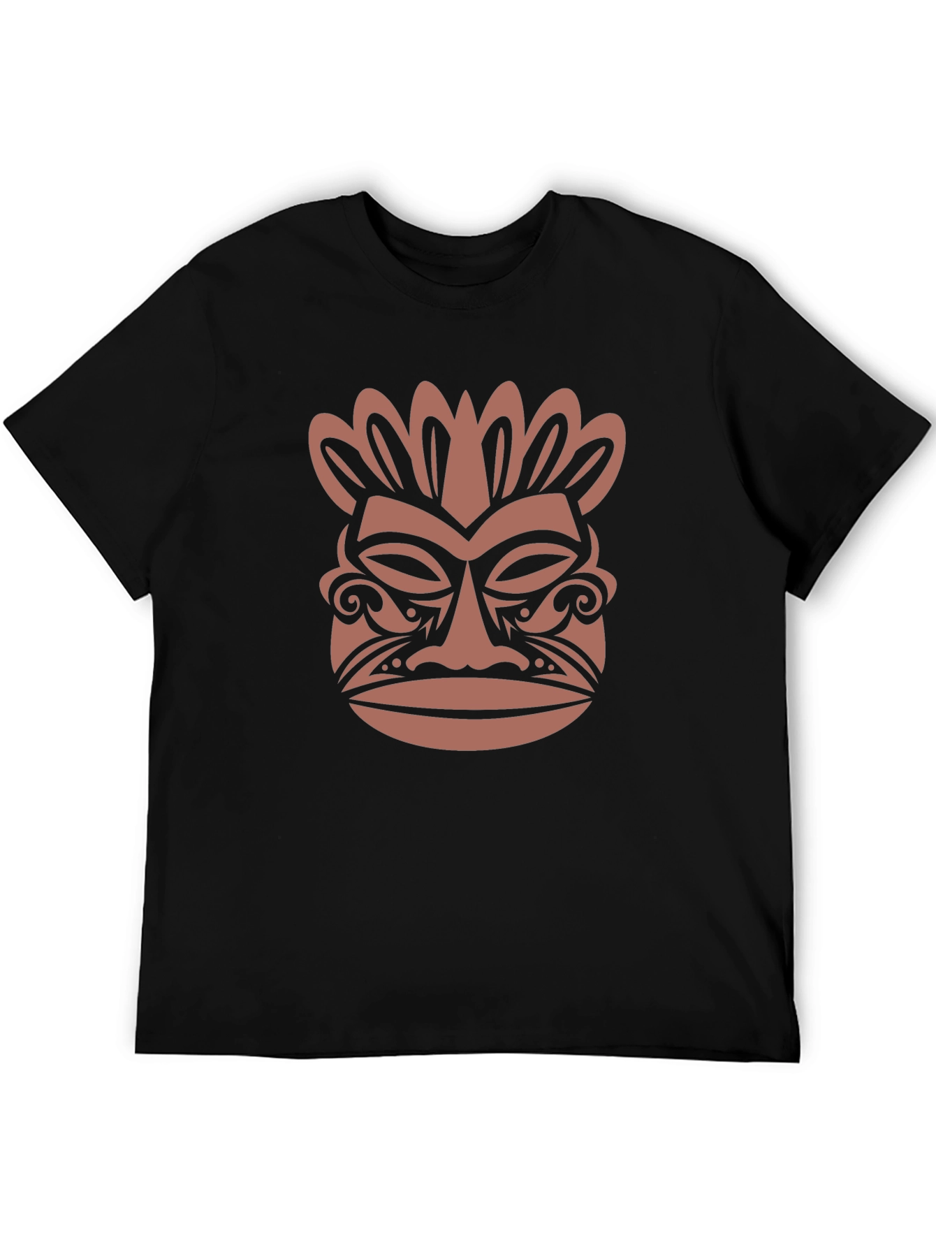 Camiseta Negra con Diseño Tribal de Máscara