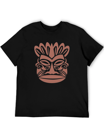 Camiseta Negra con Diseño Tribal de Máscara