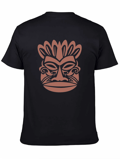 Camiseta Negra con Diseño Tribal de Máscara